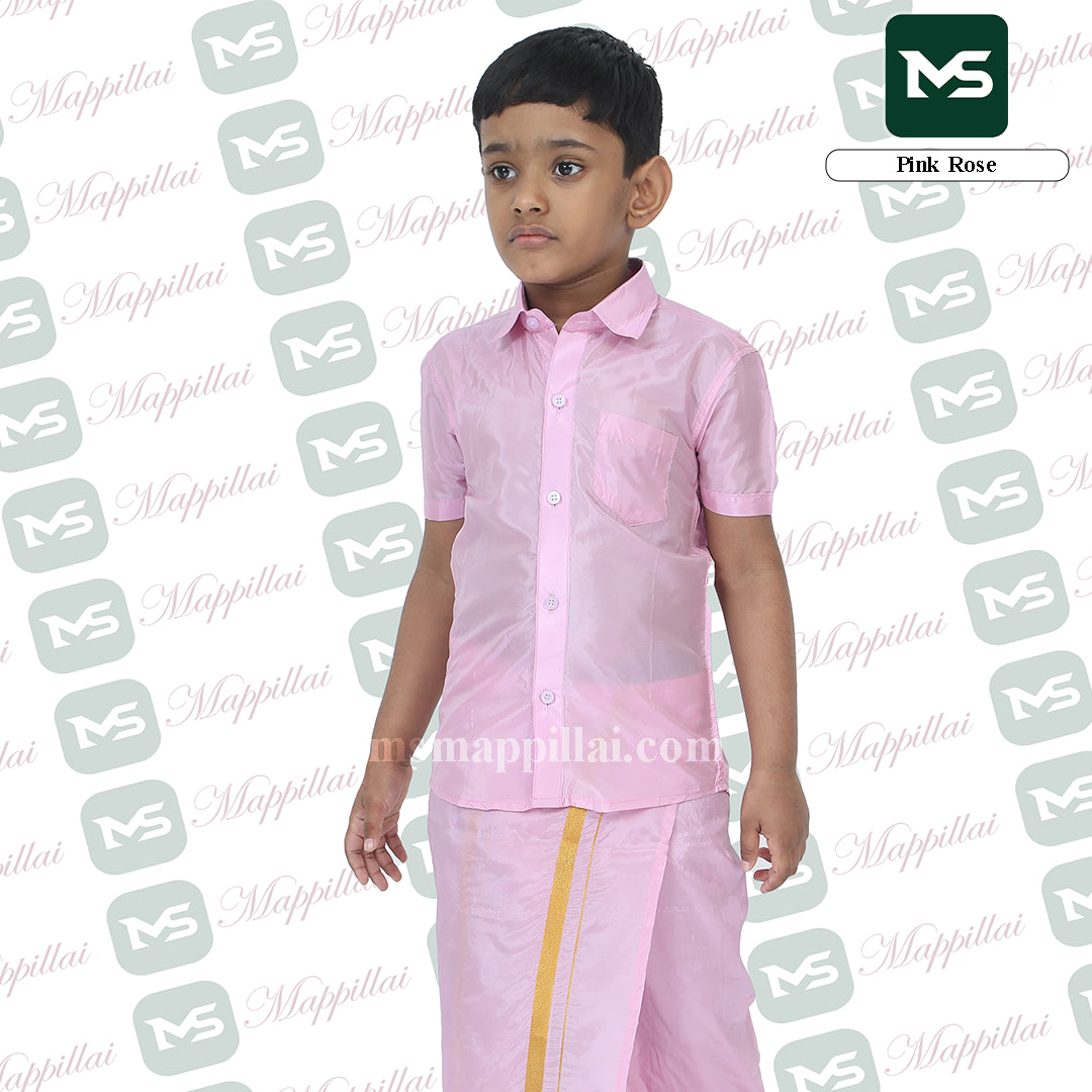 Kutti Mappillai for kids Shirt and Dhoti Pink Rose