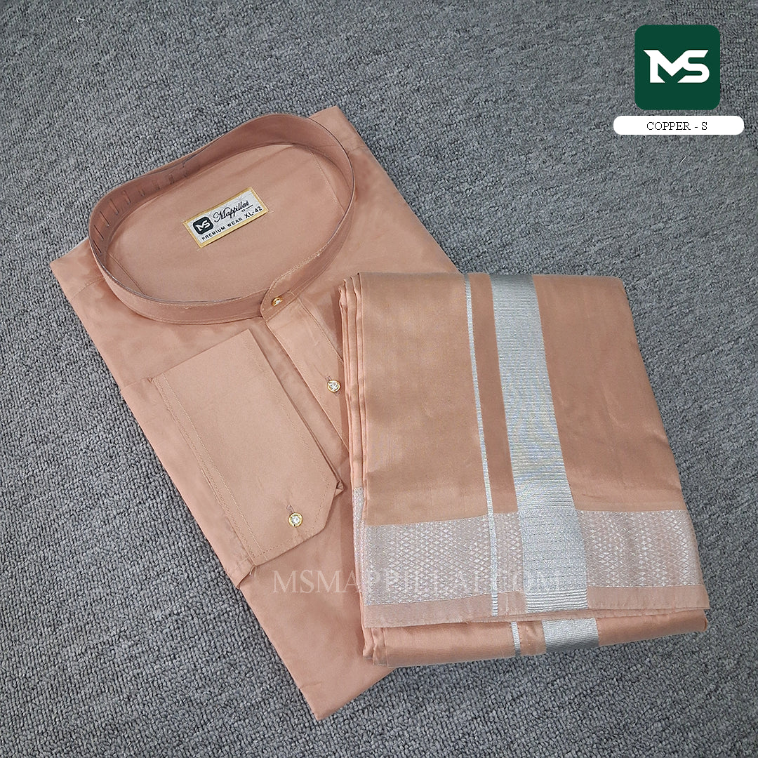Royal Kurta Dhoti set Copper - Silver