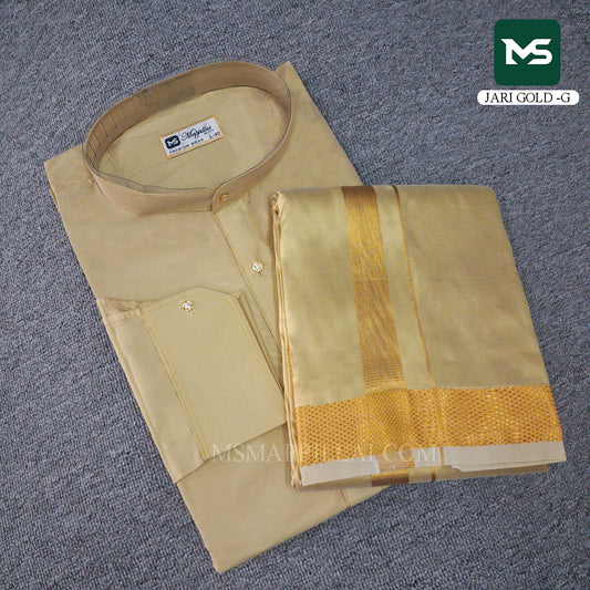 Royal Kurta Dhoti set Jari gold - Gold