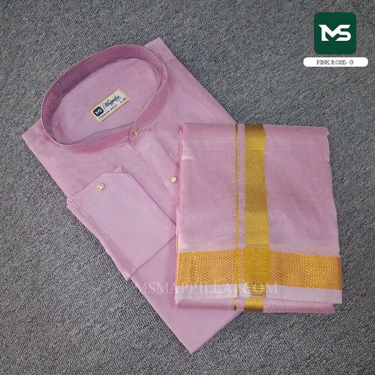 Royal Kurta Dhoti set Pink Rose - Gold