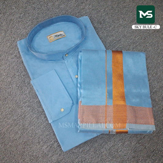 Royal Kurta Dhoti set Sky Blue - Copper