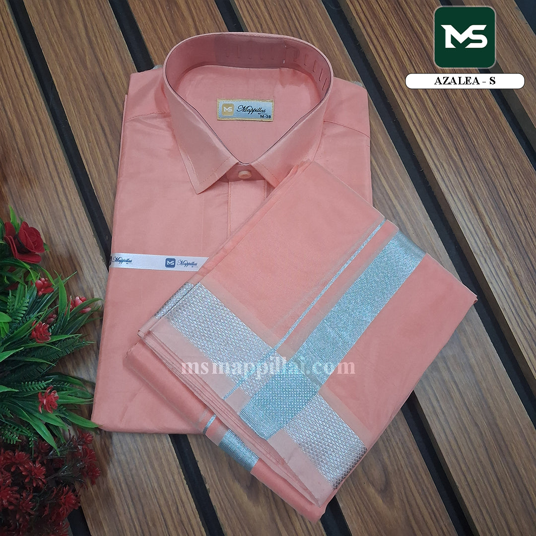 Royal Vastram Shirt and Dhoti Azalea With Silver