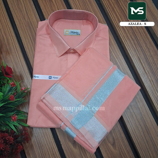 Royal Vastram Shirt and Dhoti Azalea With Silver