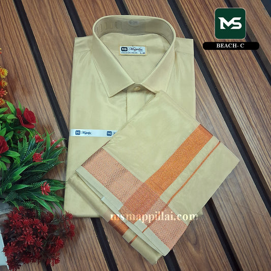 Royal Vastram Shirt and Dhoti Beach With Copper