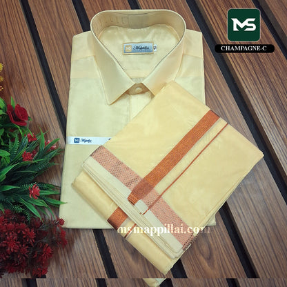 Royal Vastram Shirt and Dhoti Chambage With Copper