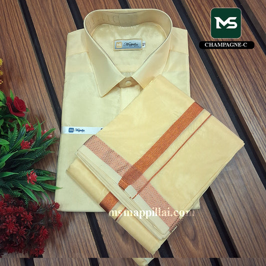 Royal Vastram Shirt and Dhoti Chambage With Copper