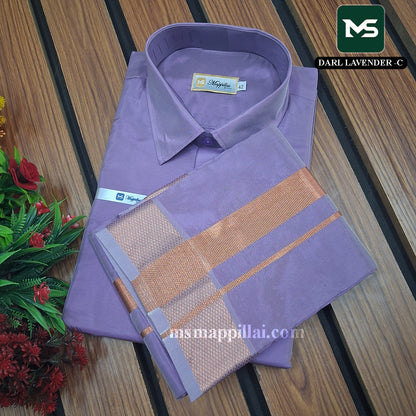 Royal Vastram Shirt and Dhoti Dark Lavender With Copper