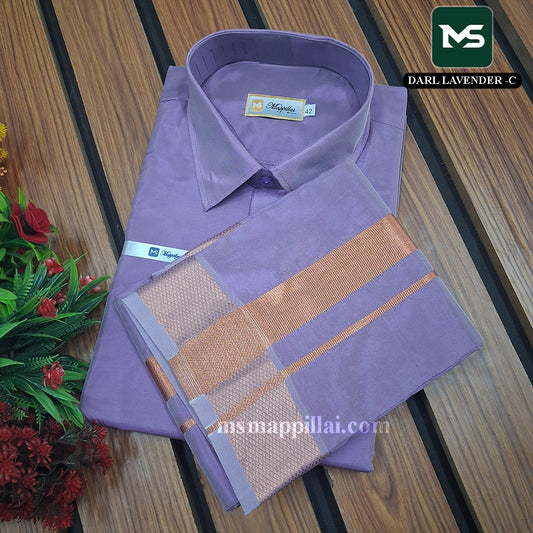 Royal Vastram Shirt and Dhoti Dark Lavender With Copper