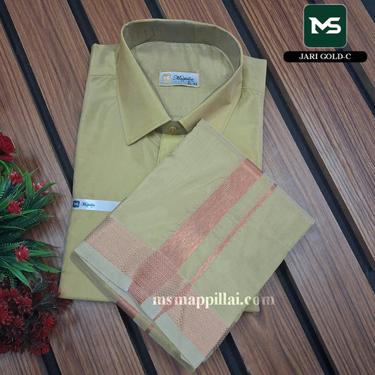 Royal Vastram Shirt and Dhoti Jari gold With Copper