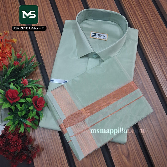 Royal Vastram Shirt and Dhoti Marine Gray With Copper