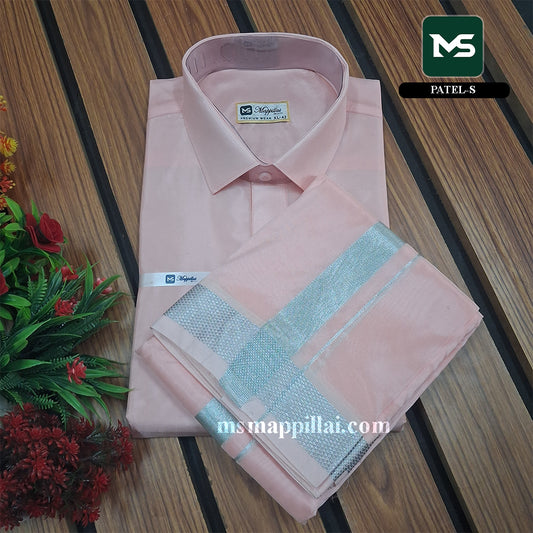 Royal Vastram Shirt and Dhoti Patel With Silver